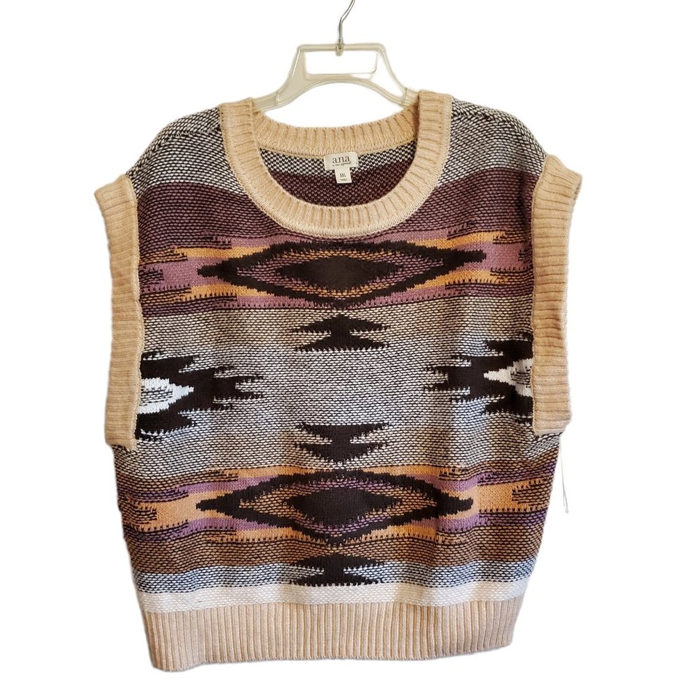 ANA Aztec Southwestern Sweater Pullover Vest XXL